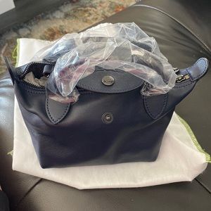 Longchamp navy leather cross-body